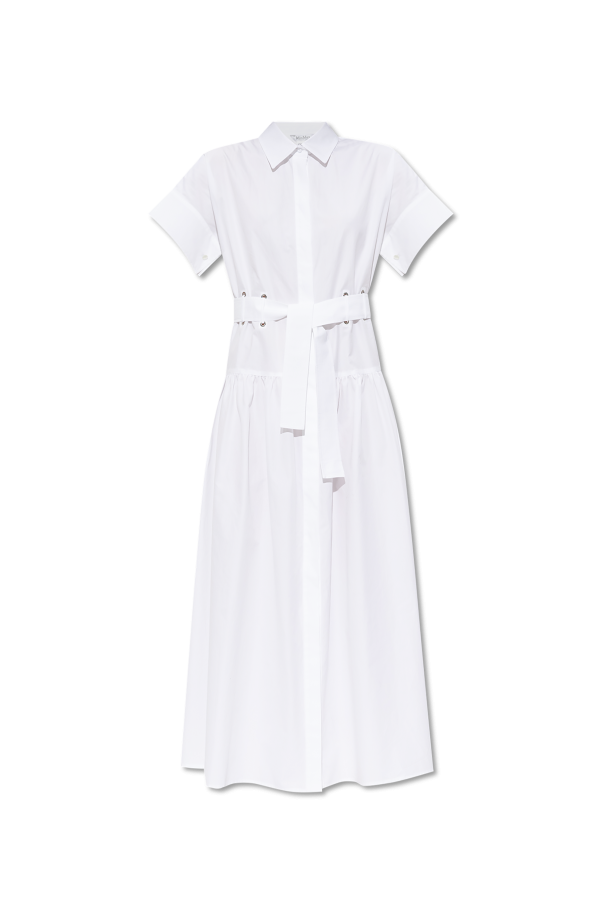 MAX MARA Agoraio cotton chemisier dress ドレス Agoraio pleated cotton shirt dress in black - Max Mara